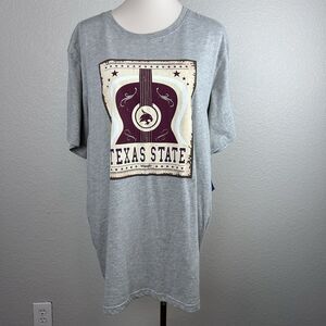 Wrangler Unisex ATM Texas State University Bobcats T-shirt Gray Guitar Size XXL